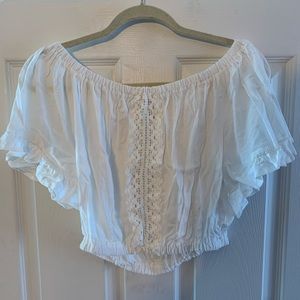 Off the shoulder white top